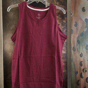 NEW Isaac Mizrahi Live Essentials Tank Top, Rich Cranberry Color, Size L